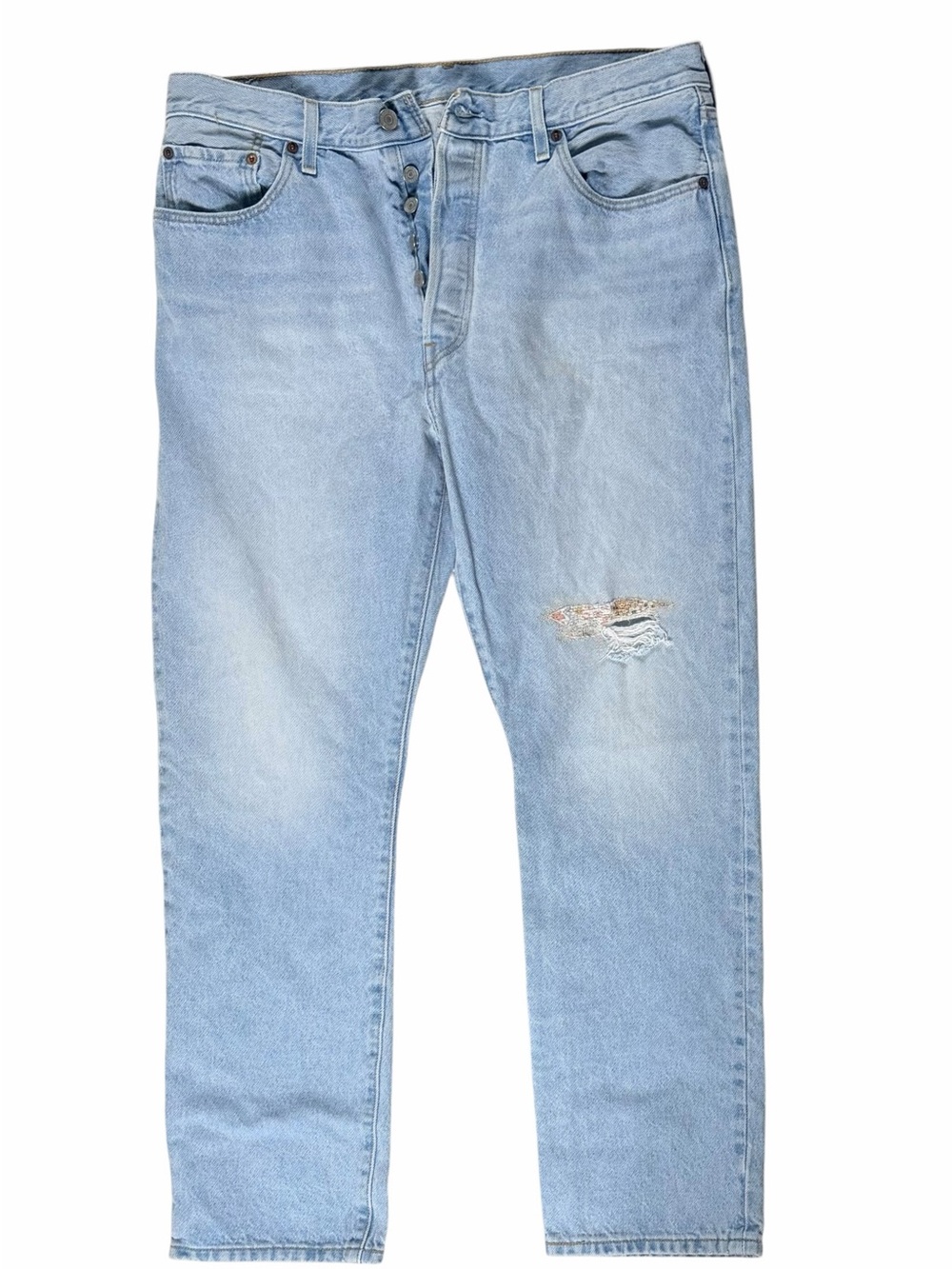 Levi’s 501 90s Mom Retro Button Fly Floral‎ Patch Jeans - 34 W